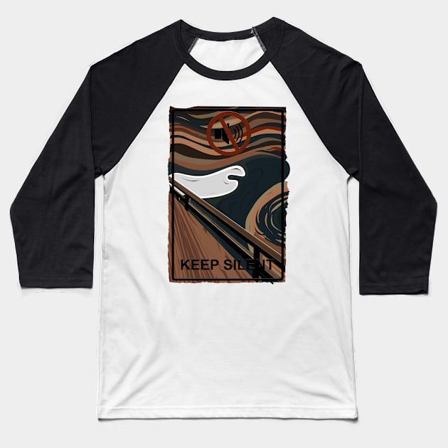 Munch keep silent - The scream adaptation Baseball T-Shirt by Quentin1984